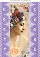 Pretty Vintage Lady on Lilac Lace with Pearls A4