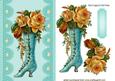 Turq Vintage Boot on Lace with Peach Roses