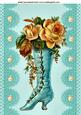 Turq Vintage Boot with Peach Roses A4