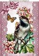 Pretty Bird on a Branch with Vintage Lace A4