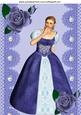 Pretty Girl in Vintage Dress with Blue Roses A4