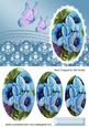 Pretty Blue Flowers with Butterflies Oval Pyramids