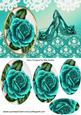 Turq Roses & Sparkle Shoes Oval Pyramids