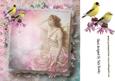 Pretty Yellow Birds on Flowers with Lady 8x8