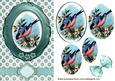 Pretty Bird on a Branch with Flowers Oval Pyramids