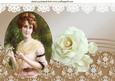 Vintage Lady with Cream Rose & Lace A4