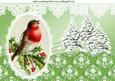 Little Robin with Christmas Trees with Snow A4