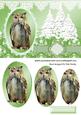Gorgeous Tawny Owl with Christmas Trees Oval Pyramids