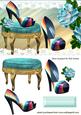 Rainbow Shoes with a Stool and Roses