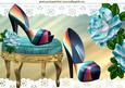 Rainbow Shoes with a Stool and Roses A4
