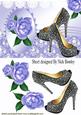 Black Diamante Shoes with Lilac Roses & Lace
