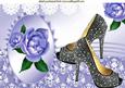 Black Diamante Shoes with Lilac Roses & Lace A4