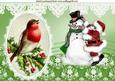 Santa with Snowman & Robin in Oval Frame