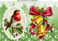 Red Robin Oval Frame with Christmas Bells A4