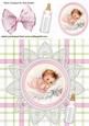 Cute Little Baby Girl with Her Bottle on Lace 8x8