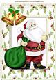 Santa with His Christmas Sack in Holly Frame A4