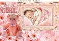 Baby Girl with Cute Teddy & Daisies in Frame A4