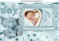 Baby Boy with Cute Ele & Daisies in Frame A4