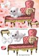 Princess White Fluffy Kitten on Chaise Lounge