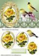 Yellow Roses Oval Pyramids with Yellow Birds