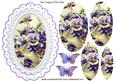 Lilac Pansies in a Basket Oval Pyramids with Butterflies