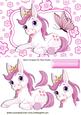 Cute Pink Pony with Crown in Floral Frame