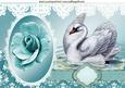 Beautiful Swan with Blue Rose A4