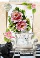 Pampered Persian Kitties with Pink Roses A4