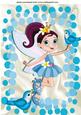 Faerie Princess with Blue Birds in Bubble Frame A4
