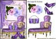 Purple Sparkle Shoes with Chaise Lounge & Roses