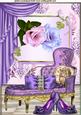 Purple Sparkle Shoes with Chaise Lounge & Roses A4