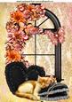 Pampered Ginger Kitten on Heart Cushion A4