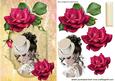 Elegant Lady in Hat with Red Roses