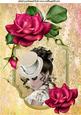 Elegant Lady in Hat with Red Roses A4