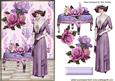 Vintage Lady with Lilac Flowers on a Stool