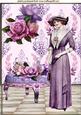 Vintage Lady with Lilac Flowers on a Stool A4