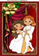 Prince and Princess Dancing, with Gold Rose A4
