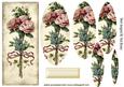 Wild Pink Roses with Bow on a Plaque Oval Pyramids