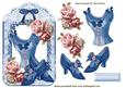 Vintage Lace, Pink Roses, & Blue Basque with Shoes