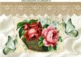 Vintage Roses in a Basket with Lace A4