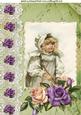 Pretty Vintage Girl in the Rain on Lace, Roses A4