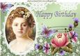 Vintage Lady with Morning Glory Flowers A4