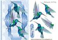Pretty Blue & Green Humming Birds with Lace