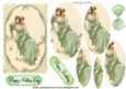 Art Deco Lady with Pink Flowers Oval Pyramids