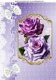 Pink and Purple Roses on a Plaque with Lace A4