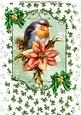 Red Robin on a Plaque with Holly & Poinsettias A4