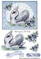 Beautiful Vintage Swan on Lace with Blue Roses