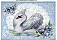 Vintage Swan on Lace with Blue Roses A4