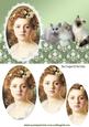 Vintage Lady with Kittens Oval Pyramids