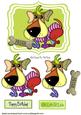 Toony Funky Rainbow Dog with His Bone